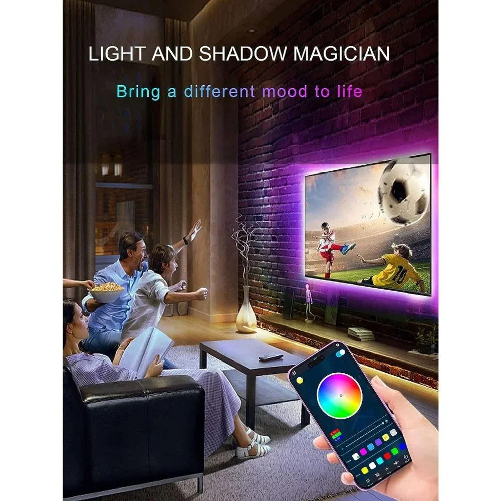16.4ft Light for 45-75 Inch RGB TV Music Sync Bluetooth USB Powered for Bedroom